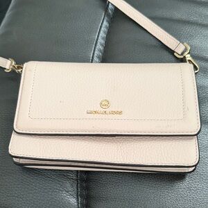 Michael Kors Blush Pebbled Leather Crossbody with Gold Logo